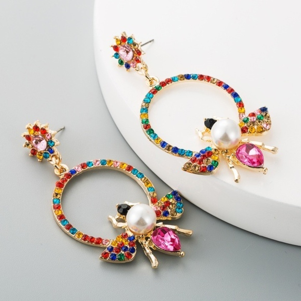 Insect jeweled earrings